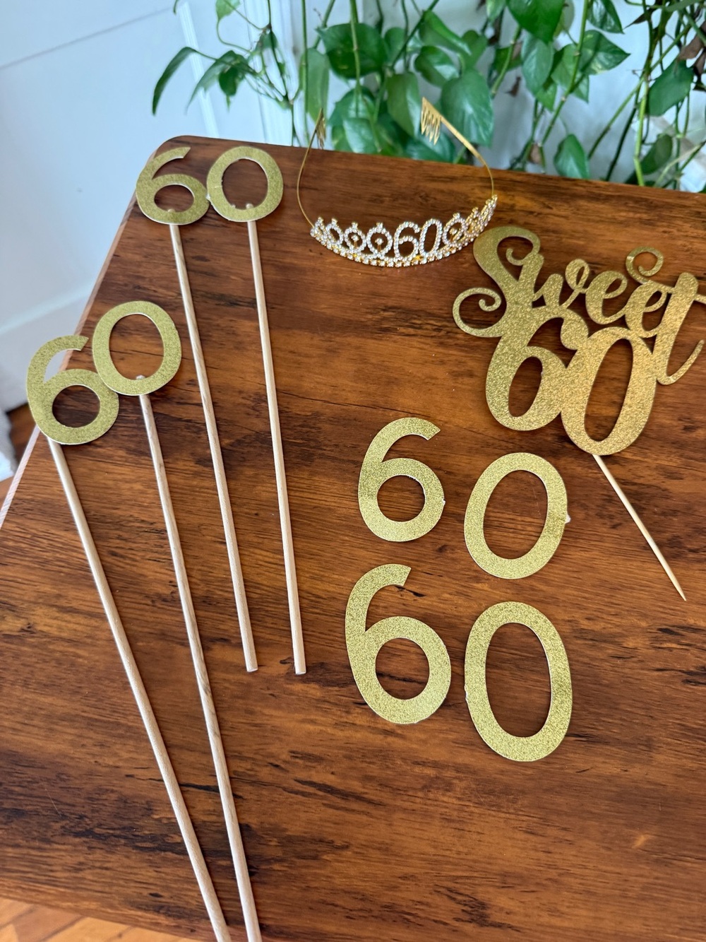 Gold 60th Birthday Photo Props & Tiara - Home Party Supplies